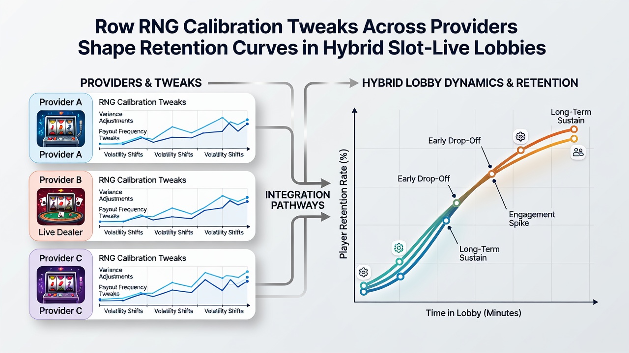 Vergleich von Retention-Kurven vor und nach RNG-Kalibrierungsänderungen bei verschiedenen Anbietern in hybriden Lobbys